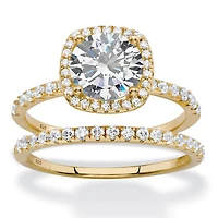 DiamonArt® Womens 2 1/2 CT. T.W. Cubic Zirconia 14K Gold Over Silver Halo Bridal Set