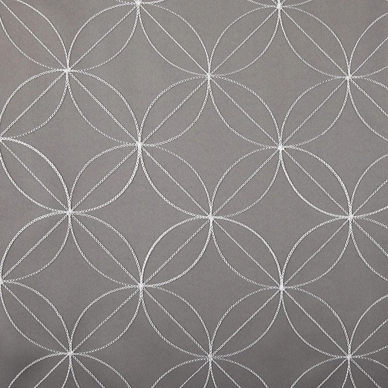 Regal Home Perth Geometric Embroidery Rod Pocket Blackout Set of 2 Curtain Panel