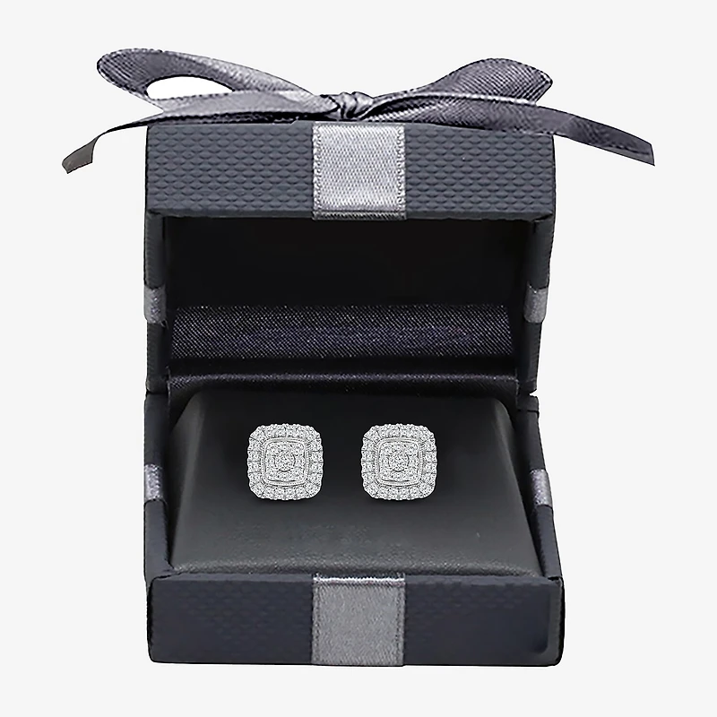 Tru Miracle (I / I1) 1/2 CT. T.W. Lab Grown White Diamond 10K Gold 9.3mm Cushion Stud Earrings