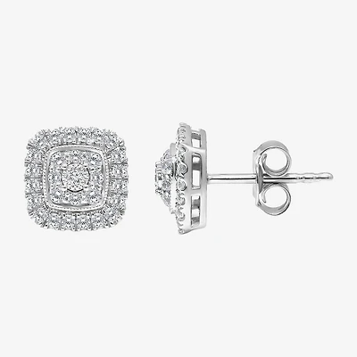 Tru Miracle (I / I1) 1/2 CT. T.W. Lab Grown White Diamond 10K Gold 9.3mm Cushion Stud Earrings