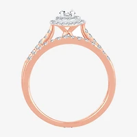 Round 1/2 CT.T.W. Natural Diamond Side Stone Halo Bridal Set 10K or 14K Gold