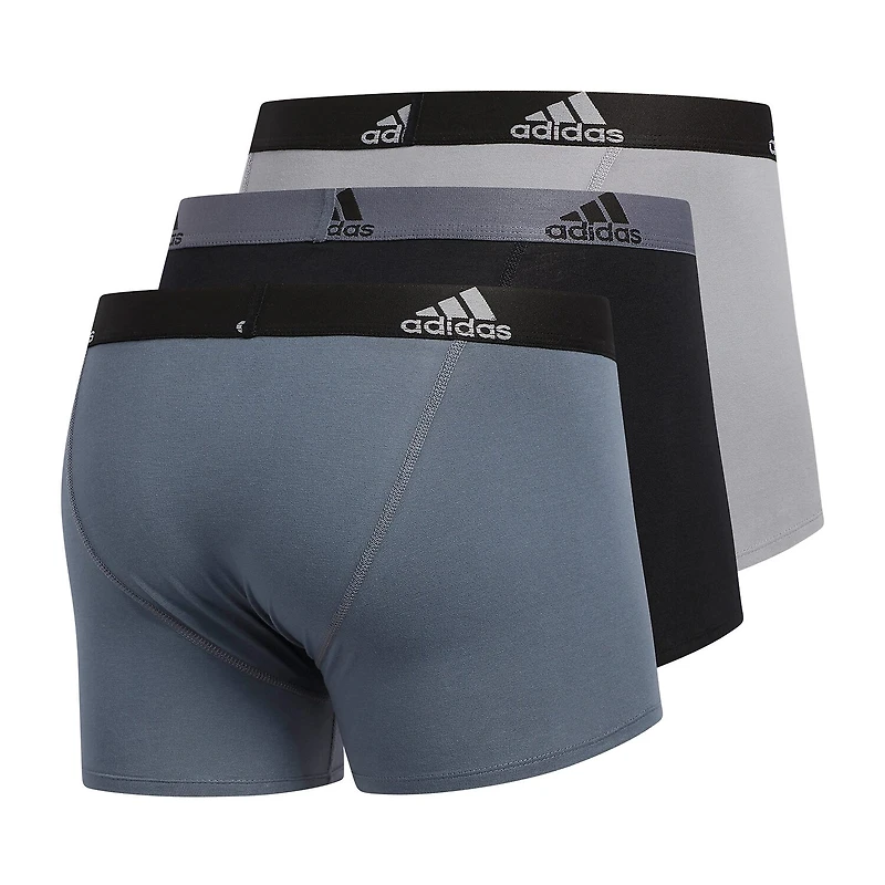 adidas Performance Cotton Mens 3 Pack Multi-Pack Comfort Waistband Stretch Fabric Trunks 5152382a
