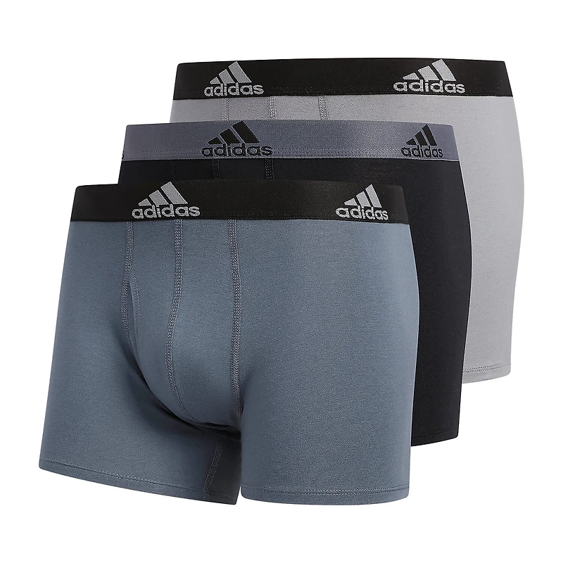 adidas Performance Cotton Mens 3 Pack Multi-Pack Comfort Waistband Stretch Fabric Trunks 5152382a