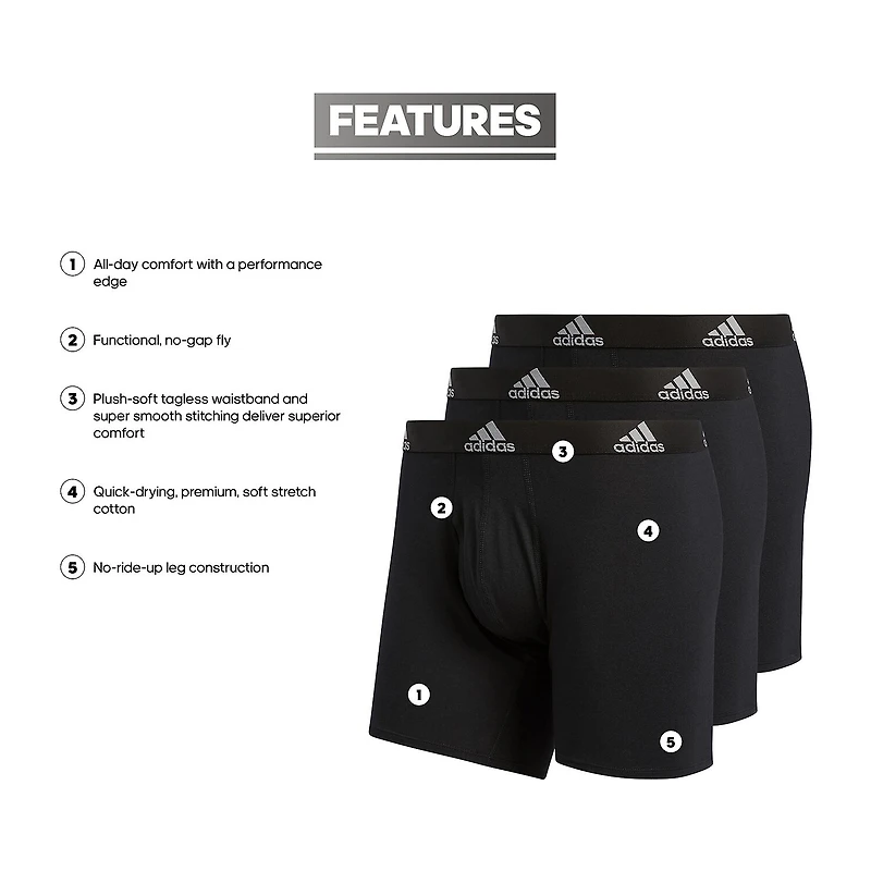 adidas Cotton Mens 3 Pack Boxer Briefs 5152359a
