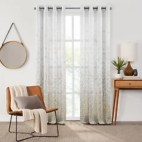 Fieldcrest Arden Floral Flutter Cotton Grommet Top Sheer Single Curtain Panel