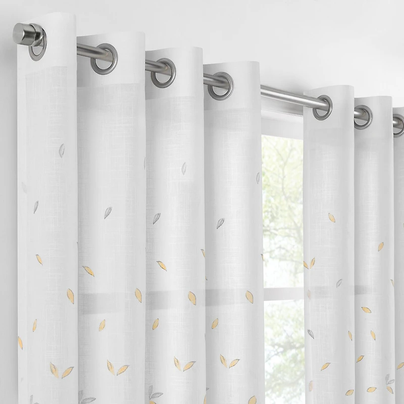 Fieldcrest Arden Floral Flutter Cotton Grommet Top Sheer Single Curtain Panel