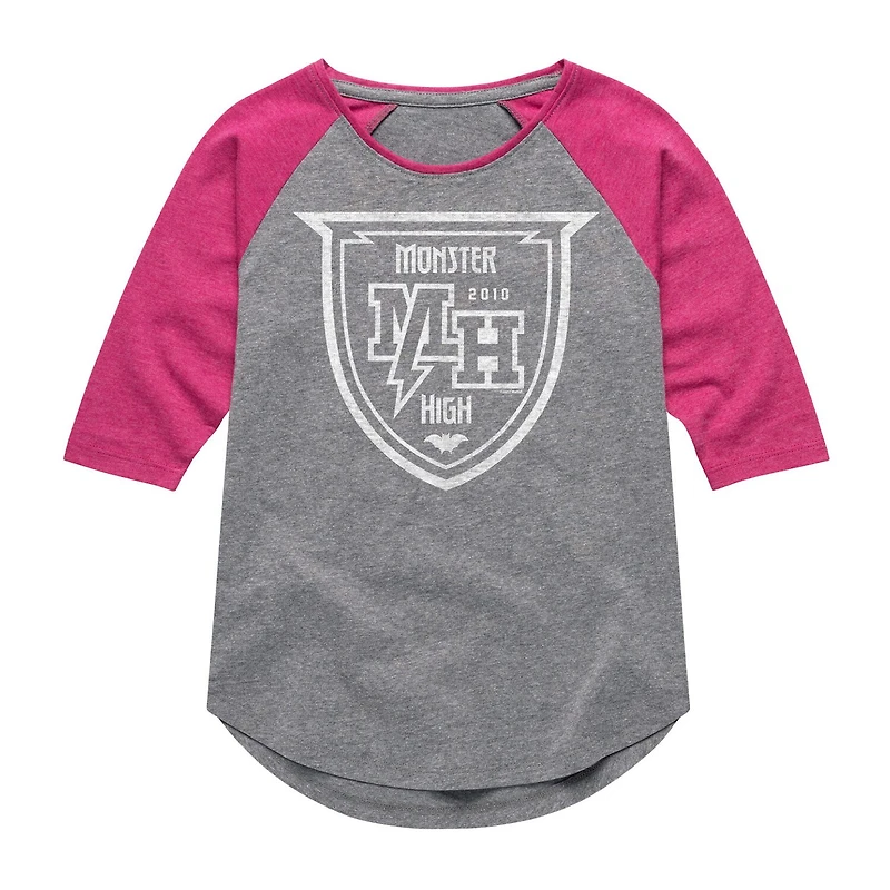 Little & Big Kid Girls Crew Neck Elbow Sleeve Regular Fit Monsters High Graphic T-Shirt