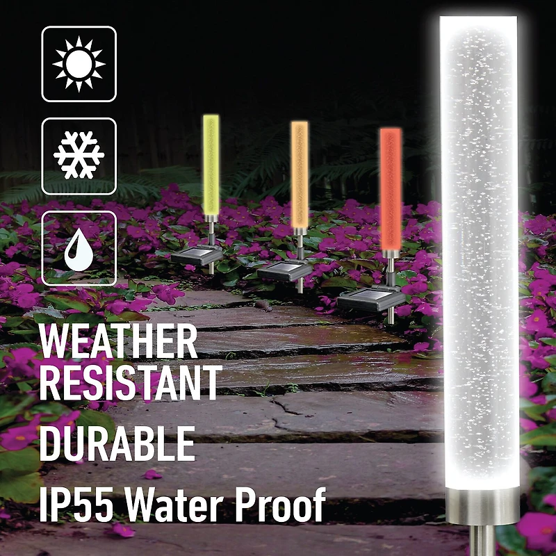 Bell + Howell Glimmer Sticks Solar Powered Landscape Lighting - Set of 4