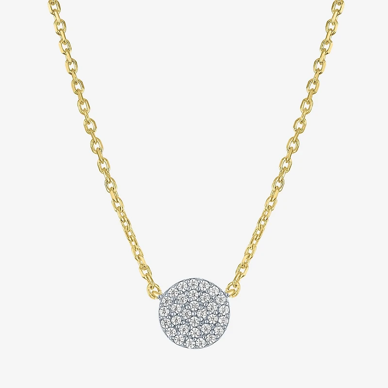 Diamond Addiction (G-H / I1-I2) Womens 1/10 CT. T.W. Lab Grown White Diamond 14K Gold Over Silver Round 16 Inch Pendant Necklace