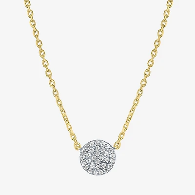 Diamond Addiction (G-H / I1-I2) Womens 1/10 CT. T.W. Lab Grown White Diamond 14K Gold Over Silver Round 16 Inch Pendant Necklace
