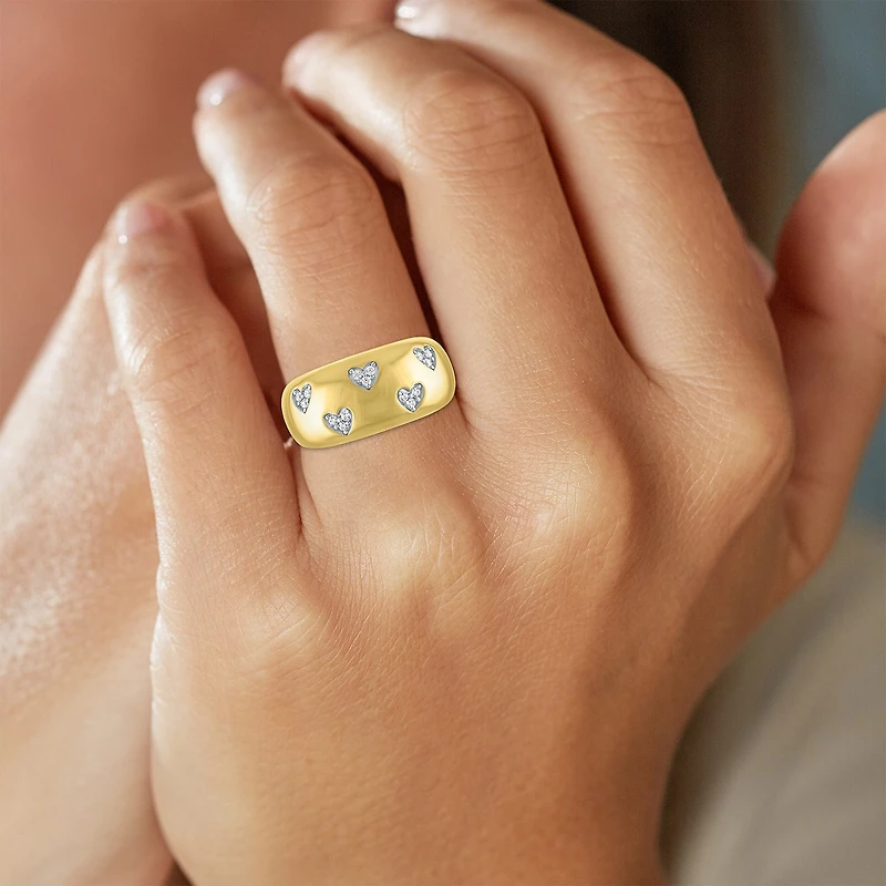 Diamond Addiction (G-H / I1-I2) Womens 9.5MM 1/10 CT. T.W. Lab Grown White Diamond 14K Gold Over Silver Band