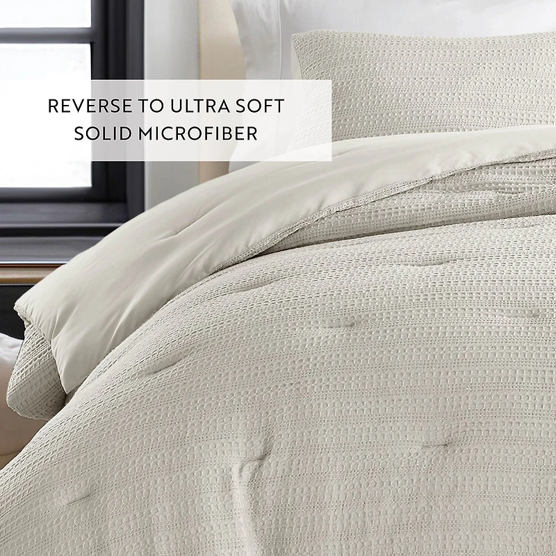 Casual Comfort Waffle Textured Midweight Down Alternative Comforter Set