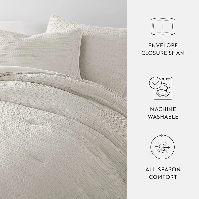 Casual Comfort Waffle Textured Midweight Down Alternative Comforter Set