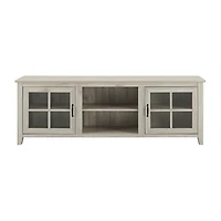70" Farmhouse Simple Window Pane 2 Door Wood TV Stand