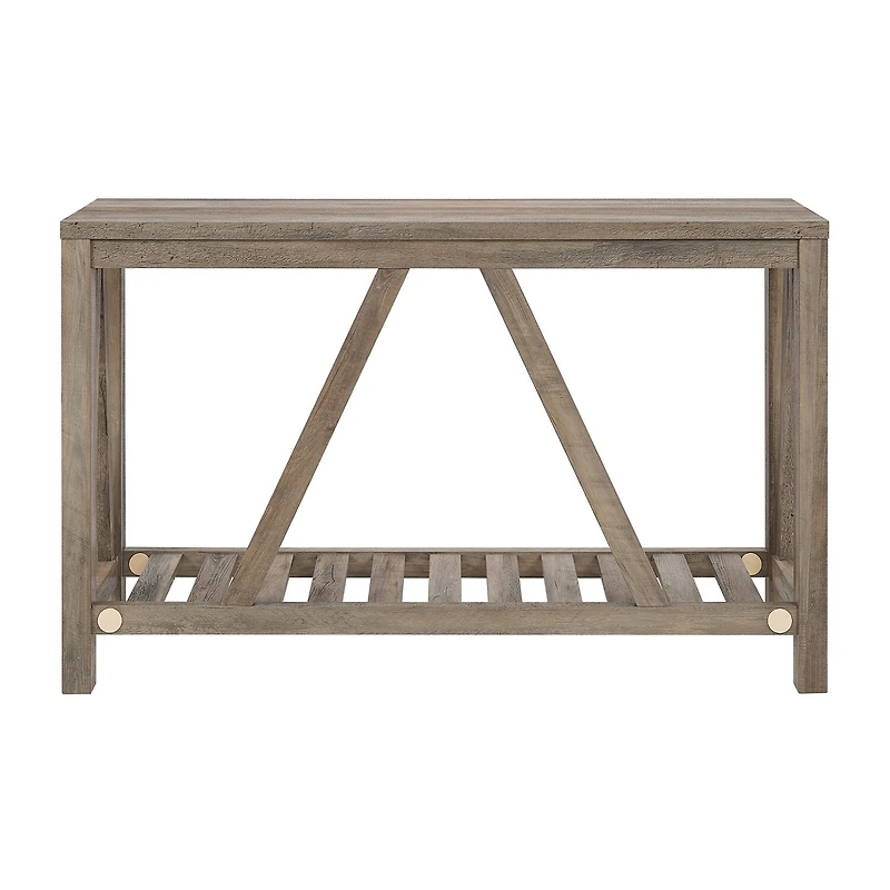 Farmhouse Slatted Shelf Entryway Table