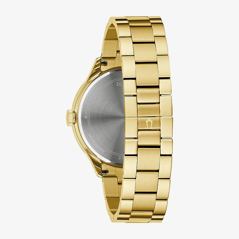 Bulova Mens Gold Tone Stainless Steel Bracelet Watch 97b227