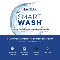 Haggar Smart Wash Mens Slim Fit Easy Care Long Sleeve Dress Shirt