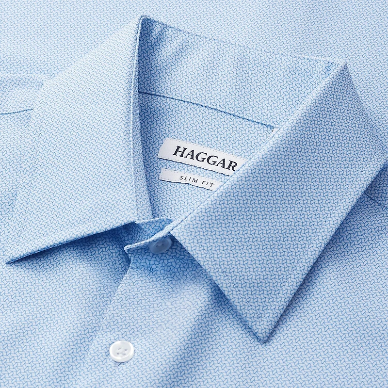 Haggar Smart Wash Mens Slim Fit Easy Care Long Sleeve Dress Shirt