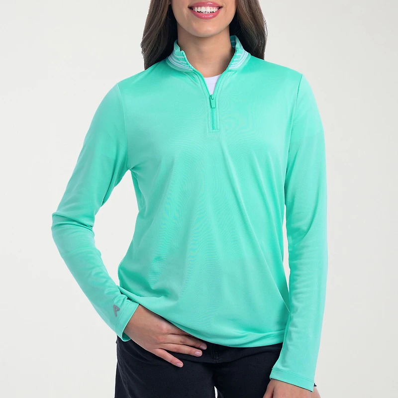 Antigua Spring 2025 Womens Mock Neck Long Sleeve Quarter-Zip Pullover Sweater
