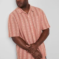 mutual weave Camp Mens Easy-on + Easy-off Short Sleeve Classic Fit Big and Tall Button-Down Shirt