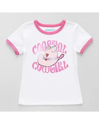Thereabouts Rib Little & Big Kid Girls Crew Neck Short Sleeve Classic Fit Graphic T-Shirt