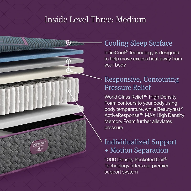 Beautyrest World Class Level Three 13" Medium Tight top - Mattress Only