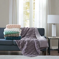 Madison Park Ruched Fur Throw