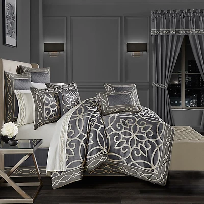 Queen Street Darwin Charcoal 4-pc. Jacquard Extra Weight Comforter Set