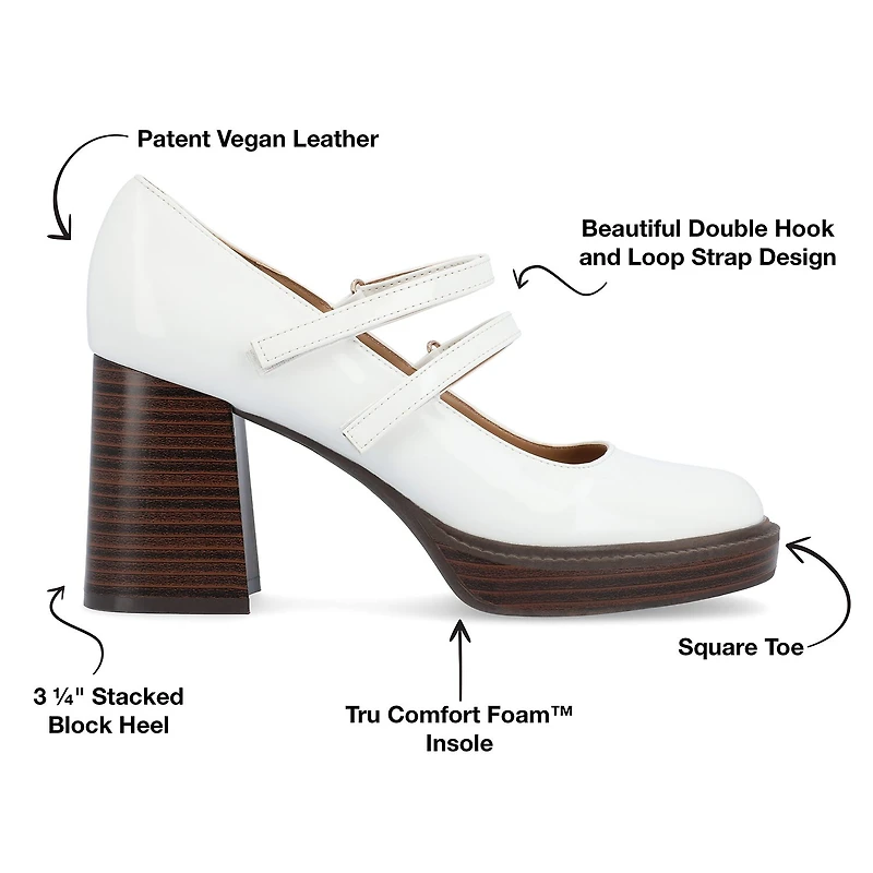 Journee Collection Shasta Womens Square Closed Toe Stacked Heel Pumps