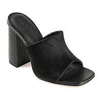 Journee Signature Deena Womens Square Open Toe Block Heel Pumps