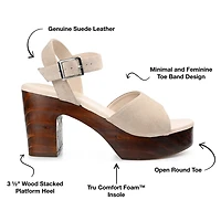 Journee Signature Katana Womens Round Open Toe Stacked Heel Pumps