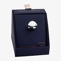 Sparkle Allure Womens Pure Silver Over Brass Round Signet Ring