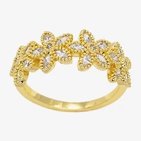 Sparkle Allure Womens 8MM Cubic Zirconia 14K Gold Over Brass Flower Band