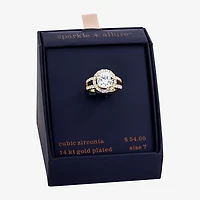 Sparkle Allure Womens Cubic Zirconia Pure Silver Over Brass Round Engagement Ring
