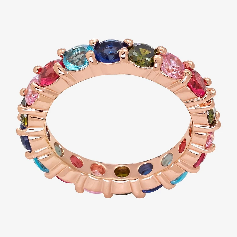 Sparkle Allure Womens 4MM Multi Color Crystal 18K Rose Gold Over Brass Band