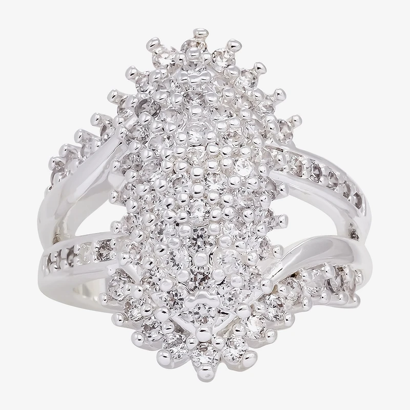 Sparkle Allure Womens Cubic Zirconia Pure Silver Over Brass Cocktail Ring