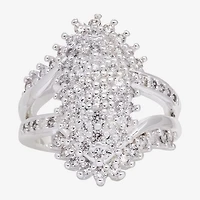 Sparkle Allure Womens Cubic Zirconia Pure Silver Over Brass Cocktail Ring
