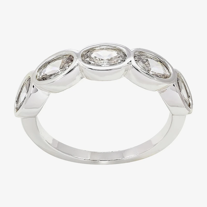 Sparkle Allure Womens 5MM Cubic Zirconia Pure Silver Over Brass Eternity Band