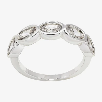 Sparkle Allure Womens 5MM Cubic Zirconia Pure Silver Over Brass Eternity Band