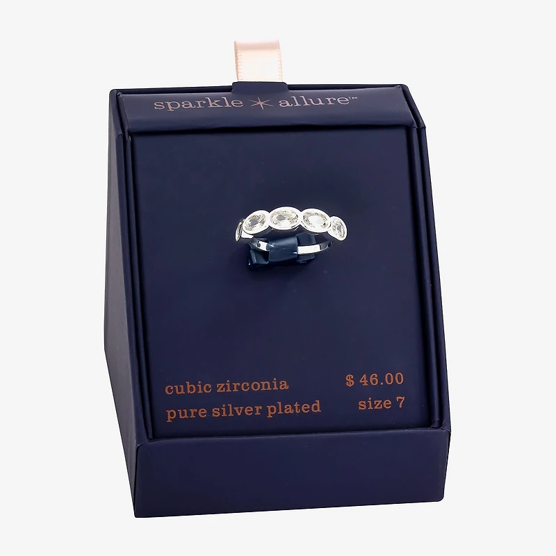 Sparkle Allure Womens 5MM Cubic Zirconia Pure Silver Over Brass Eternity Band