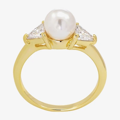 Sparkle Allure Womens 7MM Simulated Pearl 14K Gold Over Brass Band