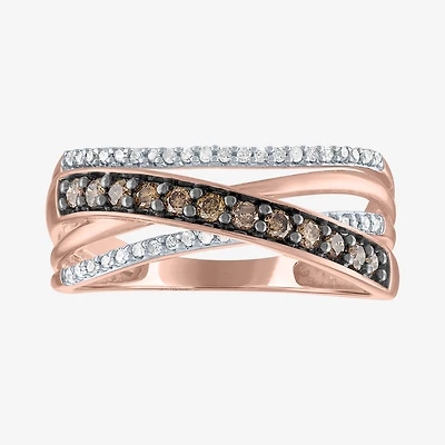 Womens 1/3 CT. T.W. Natural Champagne Diamond 10K Gold Crossover Band