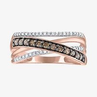 Womens 1/3 CT. T.W. Natural Champagne Diamond 10K Gold Crossover Band