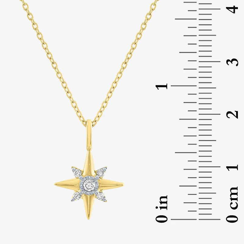 Diamond Addiction North Star (I-J / Si2-I1) Womens 1/10 CT. T.W. Lab Grown White Diamond 14K Gold Over Silver Star 18 Inch Pendant Necklace