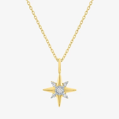 Diamond Addiction North Star (I-J / Si2-I1) Womens 1/10 CT. T.W. Lab Grown White Diamond 14K Gold Over Silver Star 18 Inch Pendant Necklace