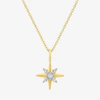Diamond Addiction North Star (I-J / Si2-I1) Womens 1/10 CT. T.W. Lab Grown White Diamond 14K Gold Over Silver Star 18 Inch Pendant Necklace