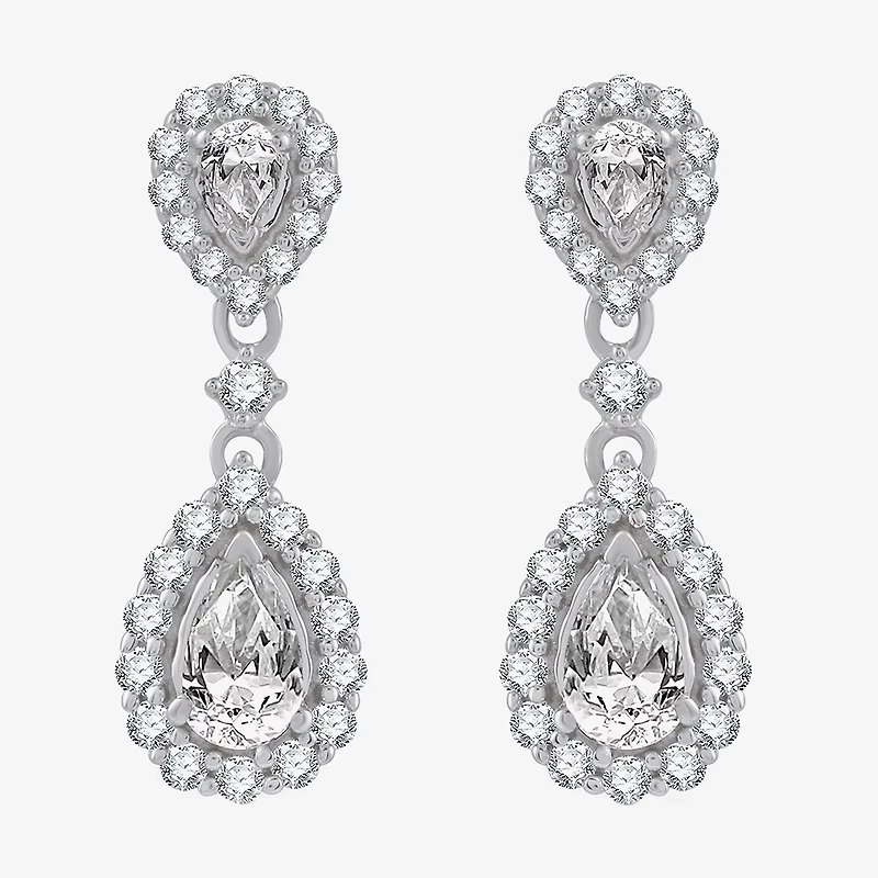 (G-H / Si2-I1) Womens 1 CT. T.W. Lab Grown White Diamond 10K Gold Pear Drop Earrings