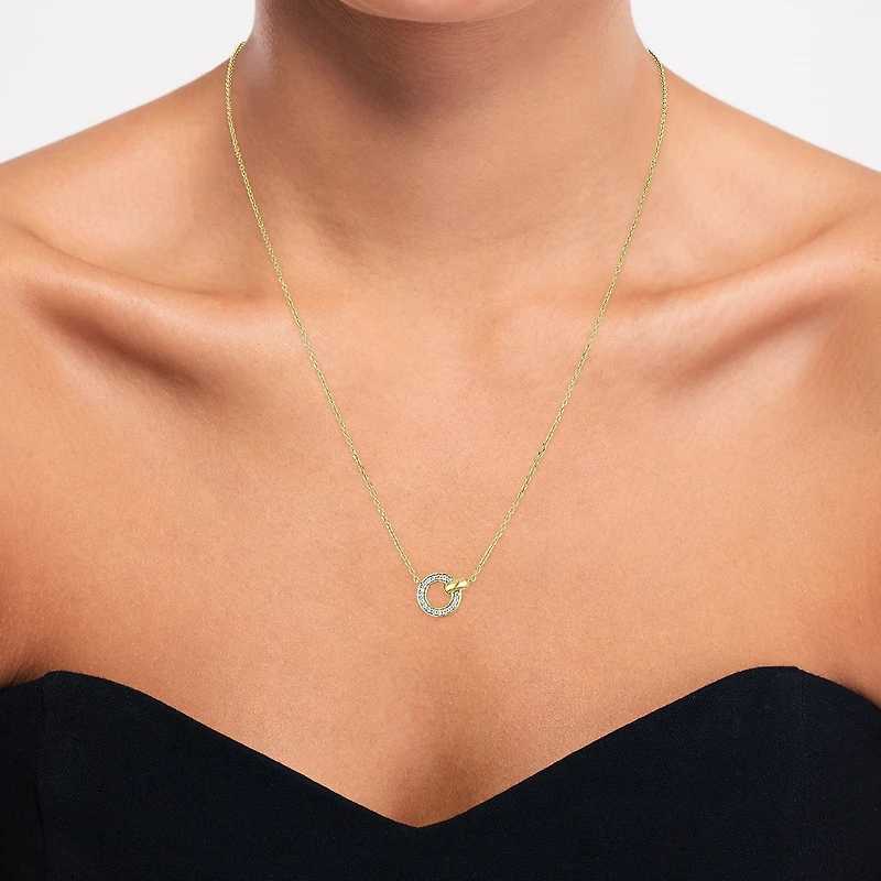 Diamond Addiction (G-H / I1-I2) Womens 1/10 CT. T.W. Lab Grown White Diamond 14K Gold Over Silver Circle 16 Inch Pendant Necklace