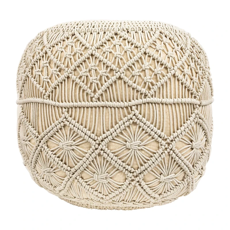Northlight 18" Solid Handmade Natural Cotton Pouf Floor Pillow