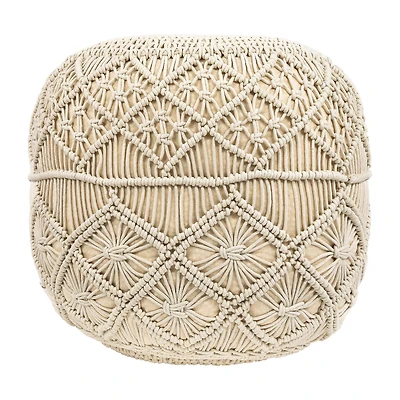 Northlight 18" Solid Handmade Natural Cotton Pouf Floor Pillow